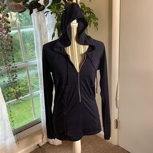 Athleta hooded quarter zip top navy - size Medium